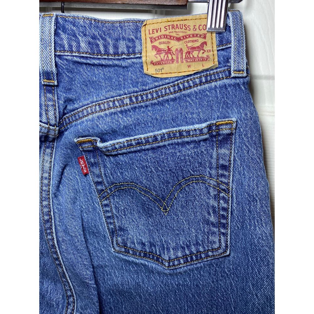 Levi’s 501 Original High Rise Straight Leg Jeans Medium Indigo Worn In W26 L32 - Picture 4 of 8